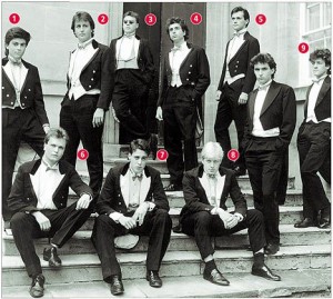 DAvid Cameron (2) et Boris Johnson, actuel maire de Londres (8), à l'époque du Bullingdon club. 