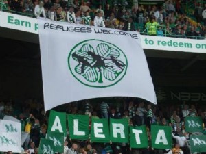 Banderole affichée par les ultras du Celtic Glasgow